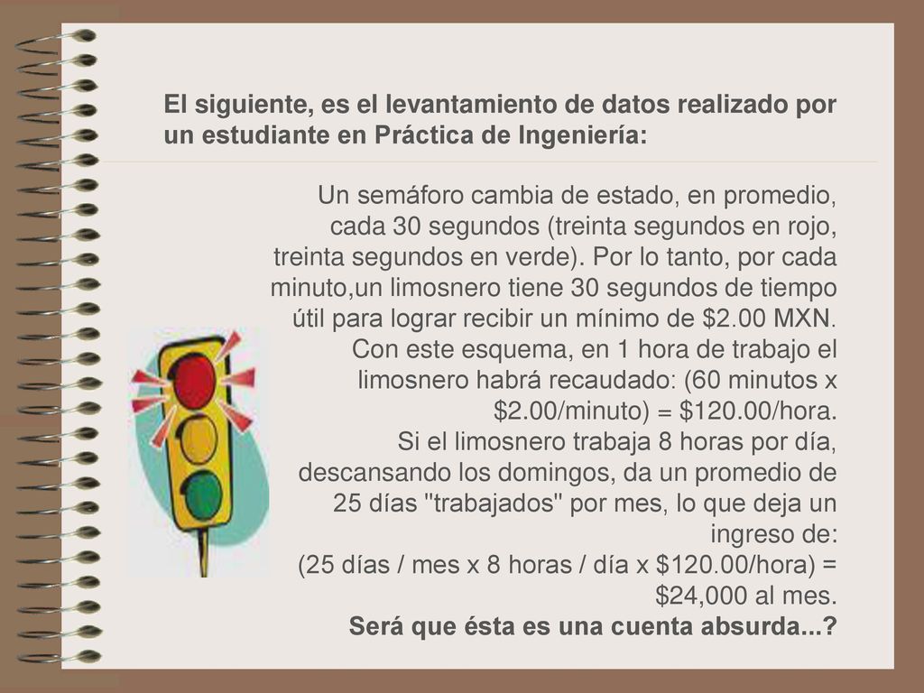 El siguiente, es el levantamiento de datos realizado por un estudiante en Práctica de Ingeniería: