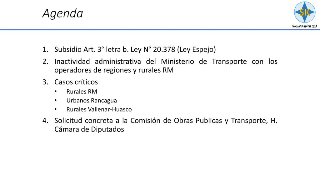 Agenda Subsidio Art. 3° letra b. Ley N° (Ley Espejo)