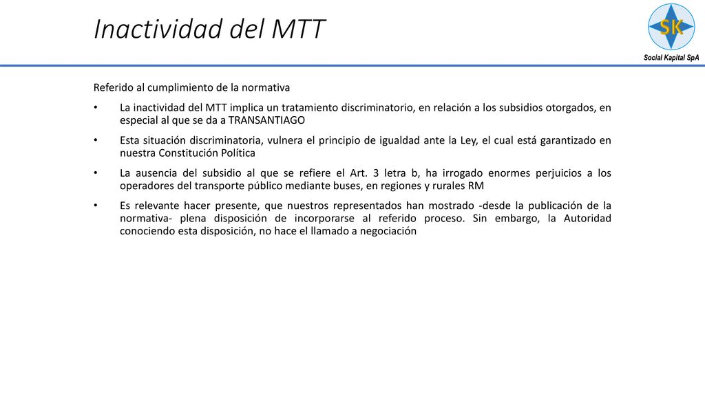 Inactividad del MTT Referido al cumplimiento de la normativa
