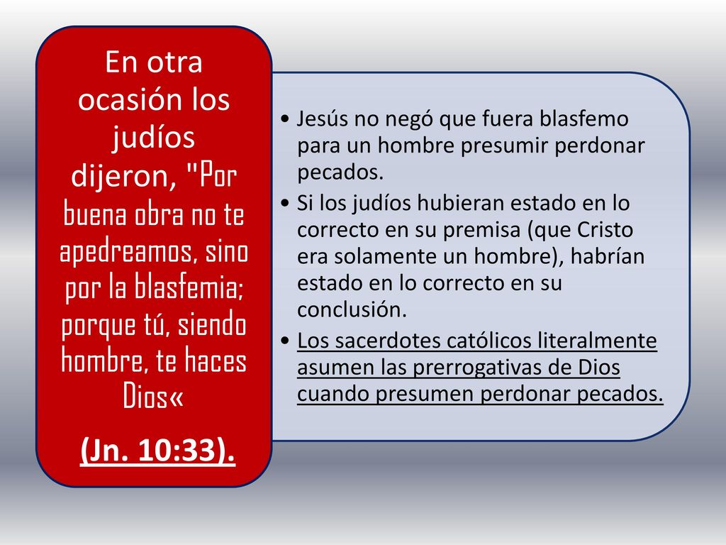 Jesús no negó que fuera blasfemo para un hombre presumir perdonar pecados.