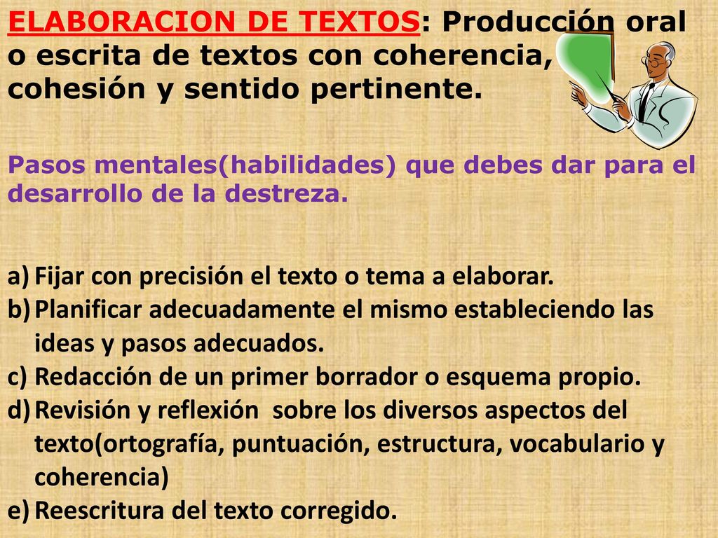 Fijar con precisión el texto o tema a elaborar.