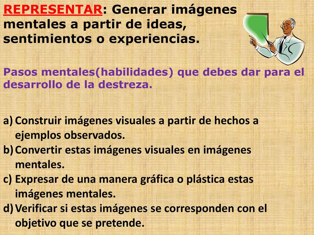 Construir imágenes visuales a partir de hechos a ejemplos observados.