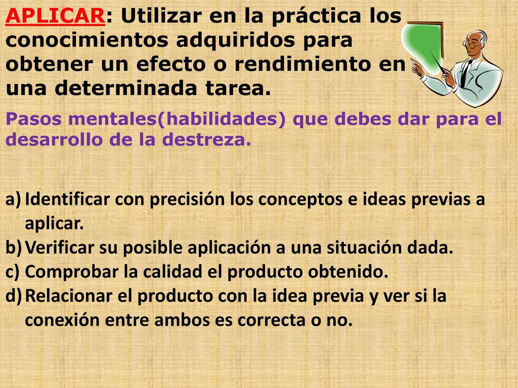 Identificar con precisión los conceptos e ideas previas a aplicar.