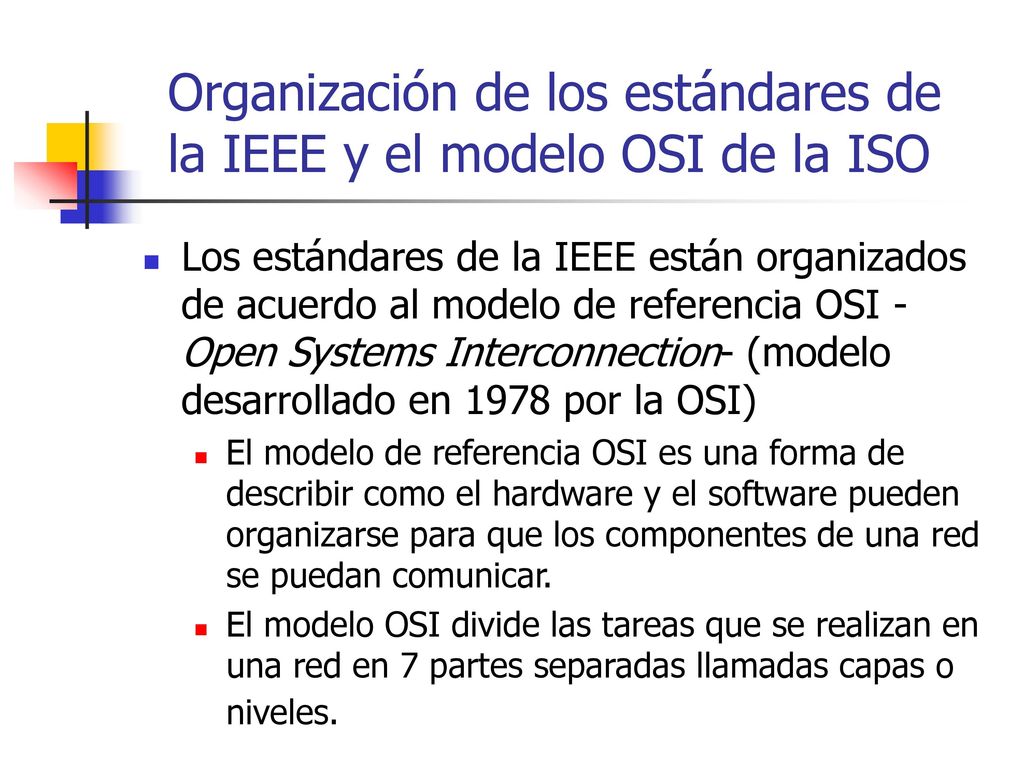 Organización de los estándares de la IEEE y el modelo OSI de la ISO
