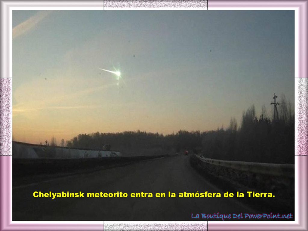 Chelyabinsk meteorito entra en la atmósfera de la Tierra.