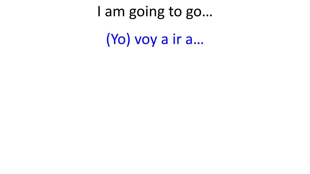 I am going to go… (Yo) voy a ir a…