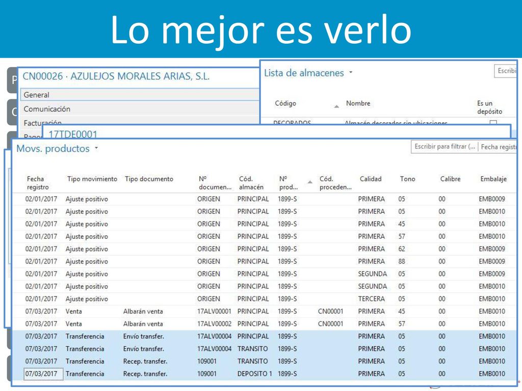 Lo mejor es verlo Productos Clientes Representantes Pedidos Almacenes