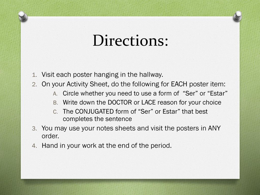 Directions: Visit each poster hanging in the hallway.