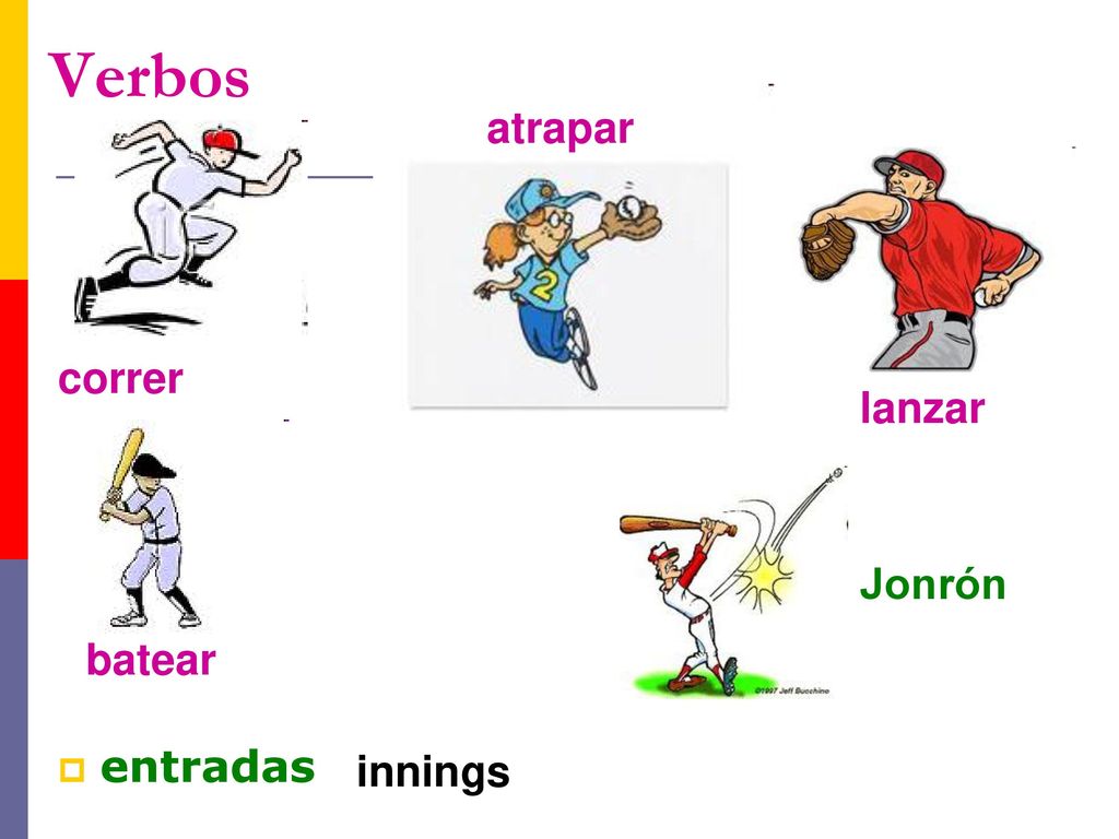 Verbos atrapar correr lanzar Jonrón batear entradas innings