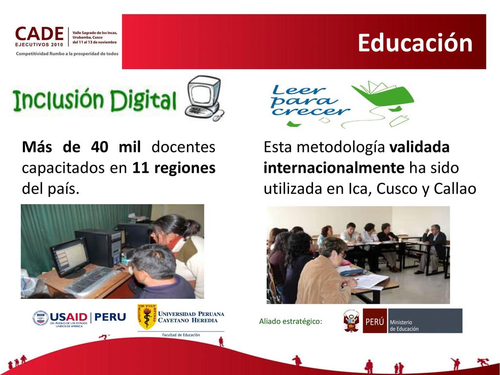 Educación Más de 40 mil docentes capacitados en 11 regiones del país.