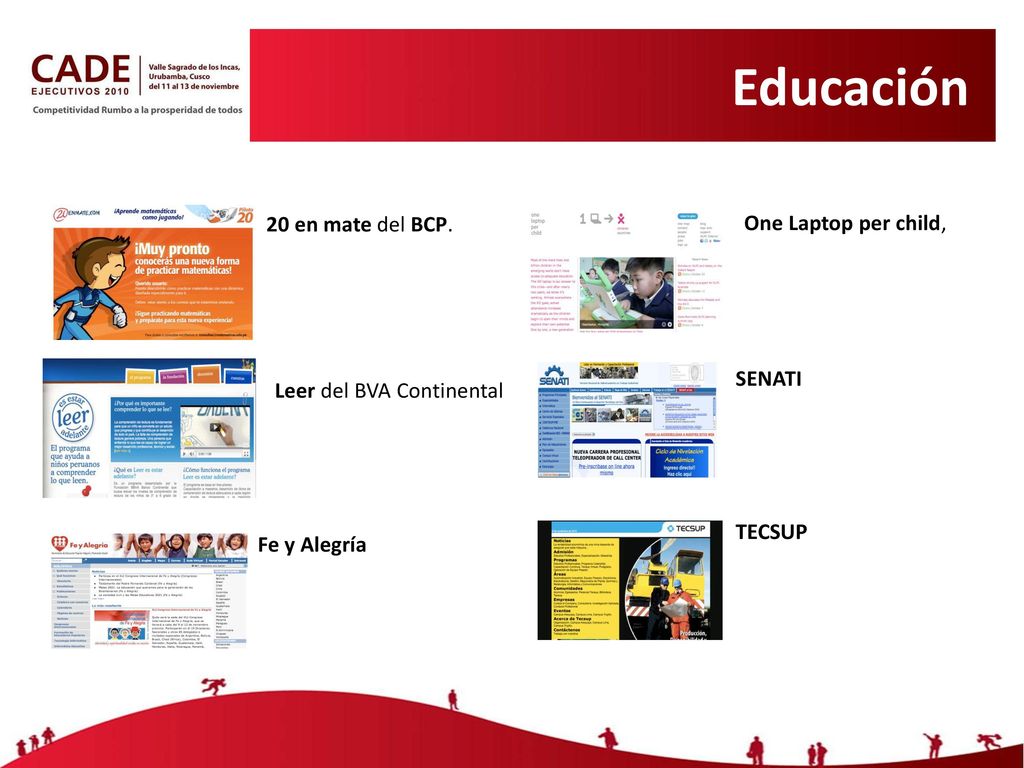 Educación 20 en mate del BCP. One Laptop per child, SENATI