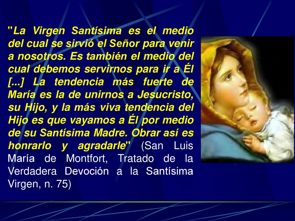 La Virgen Santísima es el medio del cual se sirvió el Señor para venir a nosotros.