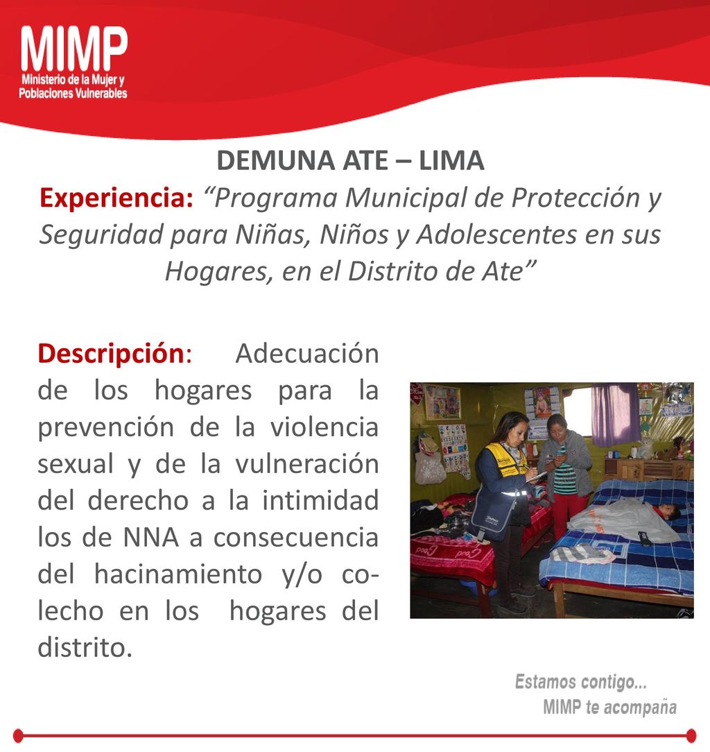 DEMUNA ATE – LIMA Experiencia: Programa Municipal de Protección y Seguridad para Niñas, Niños y Adolescentes en sus Hogares, en el Distrito de Ate