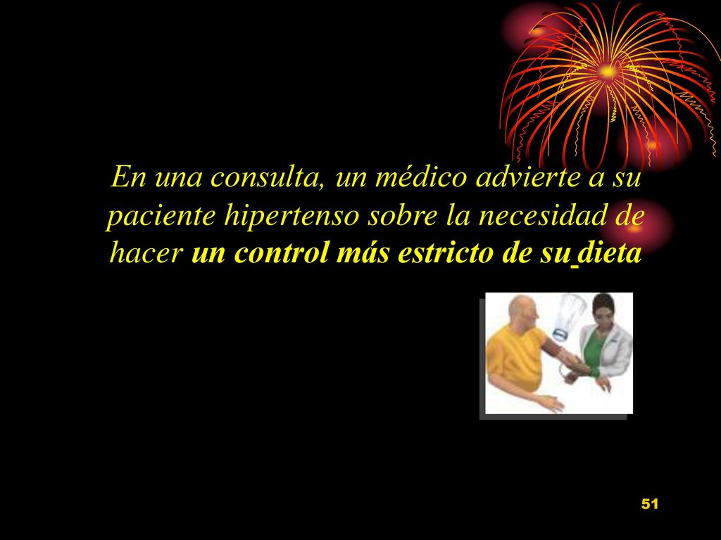 En una consulta, un médico advierte a su paciente hipertenso sobre la necesidad de hacer un control más estricto de su dieta