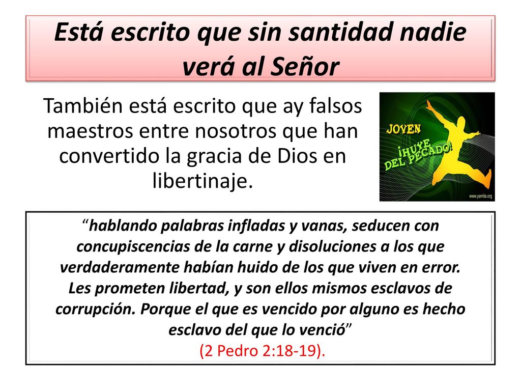 Está escrito que sin santidad nadie verá al Señor