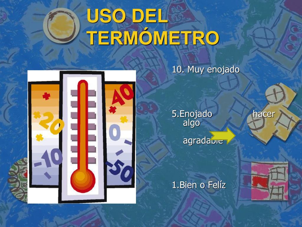 USO DEL TERMÓMETRO 10. Muy enojado 5.Enojado hacer algo agradable