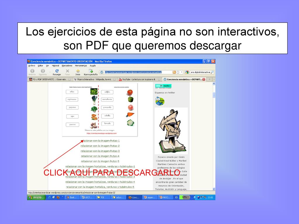 Los ejercicios de esta página no son interactivos, son PDF que queremos descargar