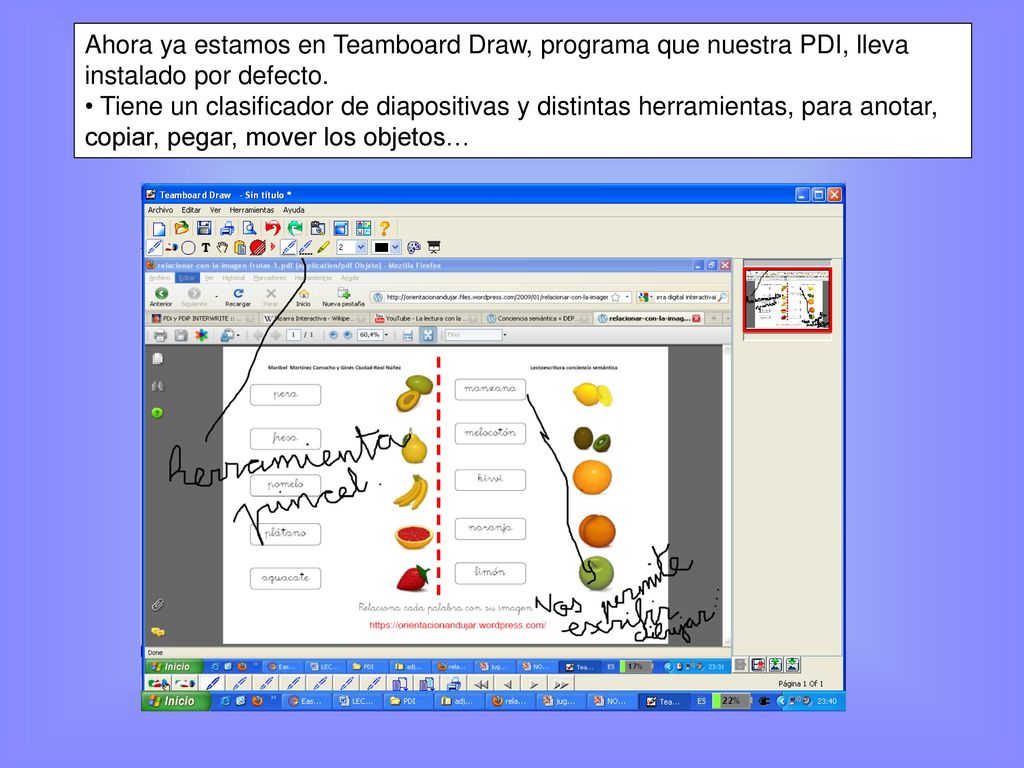 Ahora ya estamos en Teamboard Draw, programa que nuestra PDI, lleva instalado por defecto.