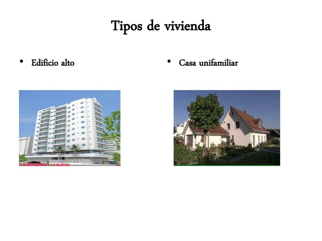 Tipos de vivienda Edificio alto Casa unifamiliar