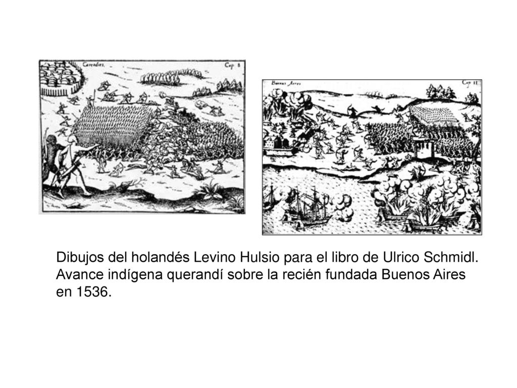 Dibujos del holandés Levino Hulsio para el libro de Ulrico Schmidl.