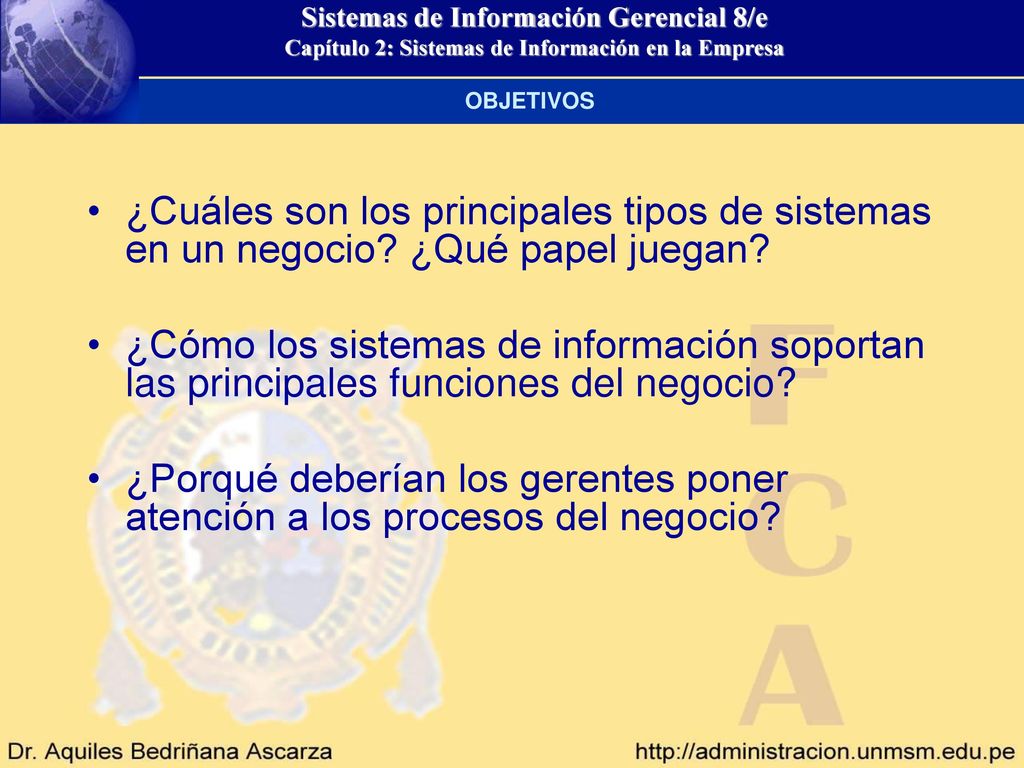 OBJETIVOS ¿Cuáles son los principales tipos de sistemas en un negocio ¿Qué papel juegan