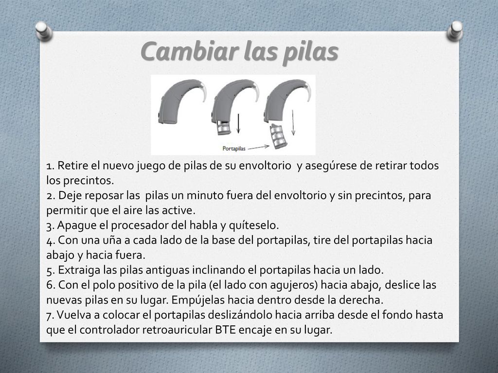 Cambiar las pilas 1. Retire el nuevo juego de pilas de su envoltorio y asegúrese de retirar todos los precintos.