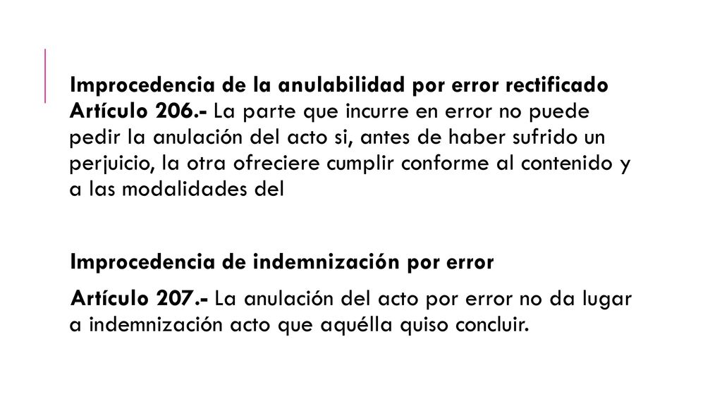 Improcedencia de la anulabilidad por error rectificado Artículo 206