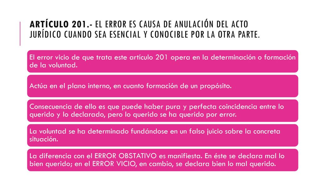 Artículo El error es causa de anulación del acto jurídico cuando sea esencial y conocible por la otra parte.