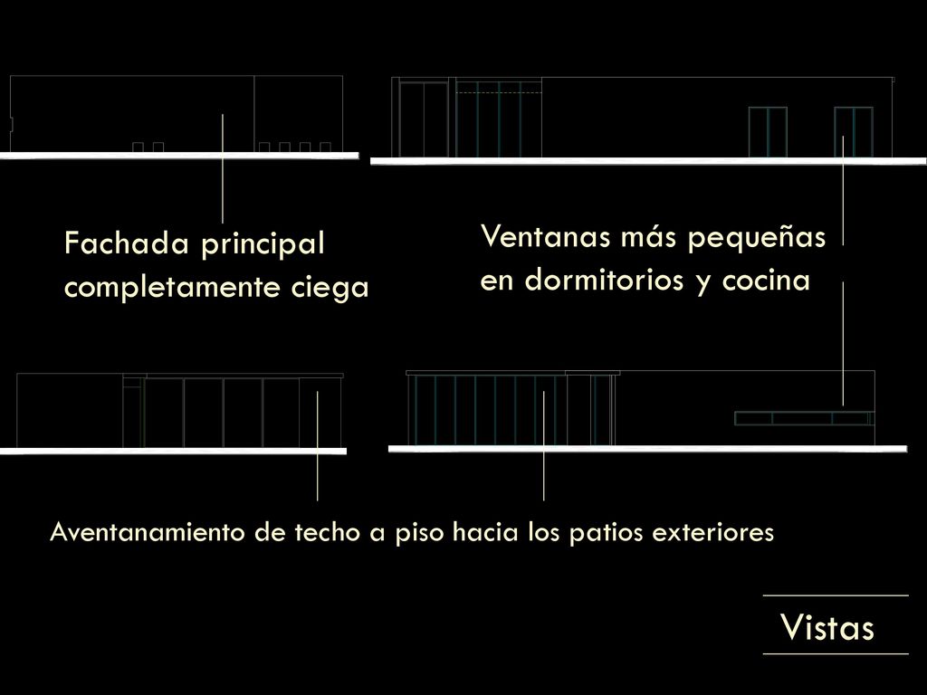 Vistas Ventanas más pequeñas Fachada principal en dormitorios y cocina