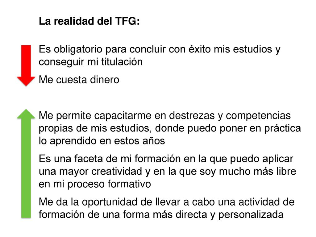 La realidad del TFG: Es obligatorio para concluir con éxito mis estudios y conseguir mi titulación.