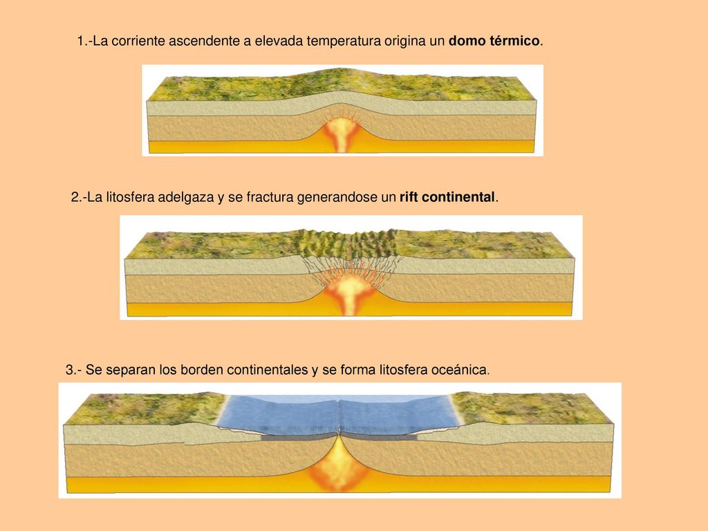 1.-La corriente ascendente a elevada temperatura origina un domo térmico.