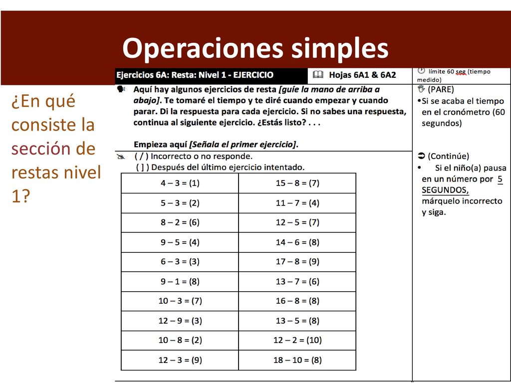 Operaciones simples ¿En qué consiste la sección de restas nivel 1