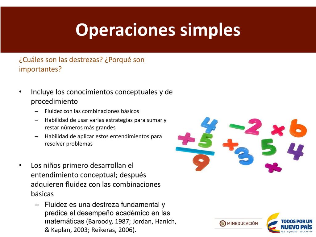 Operaciones simples ¿Cuáles son las destrezas ¿Porqué son importantes Incluye los conocimientos conceptuales y de procedimiento.