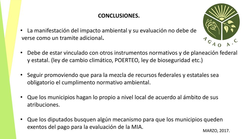 La manifestación del impacto ambiental y su evaluación no debe de