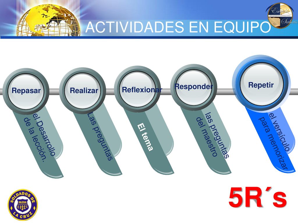 5R´s ACTIVIDADES EN EQUIPO el Desarrollo las preguntas de la lección.