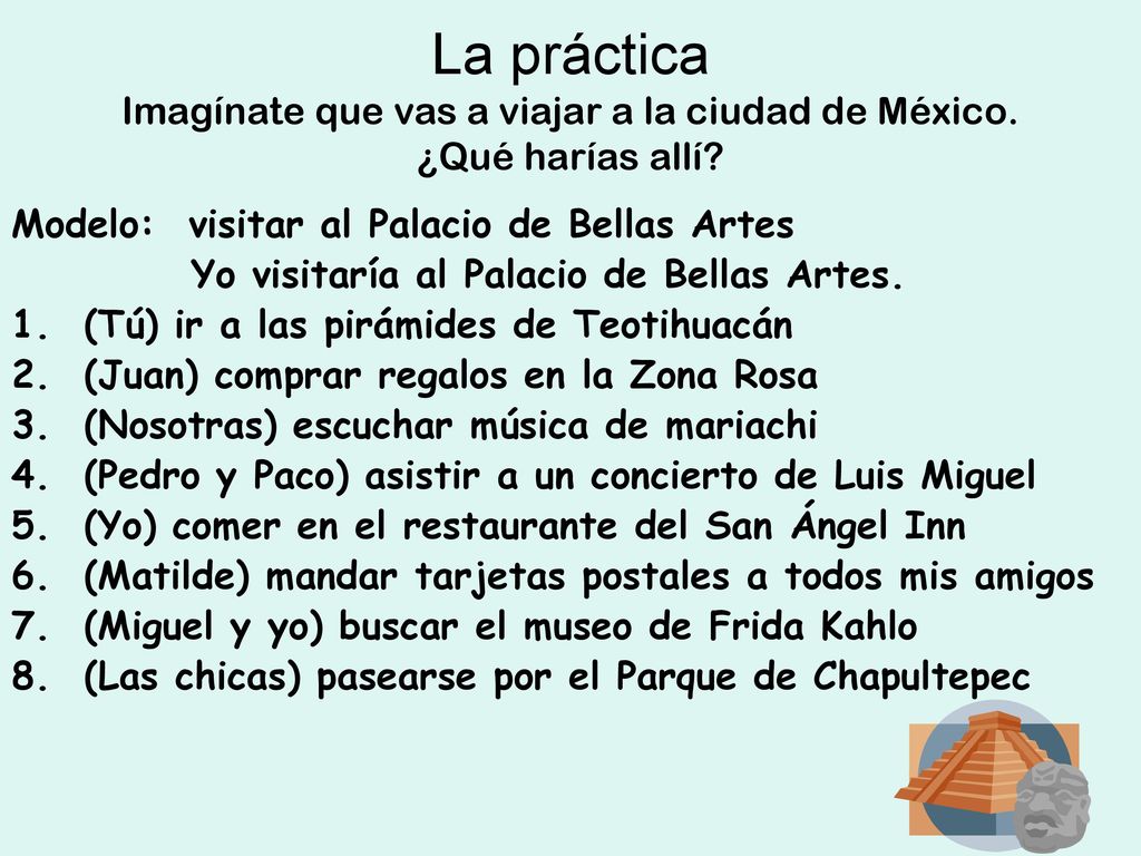 La práctica Imagínate que vas a viajar a la ciudad de México