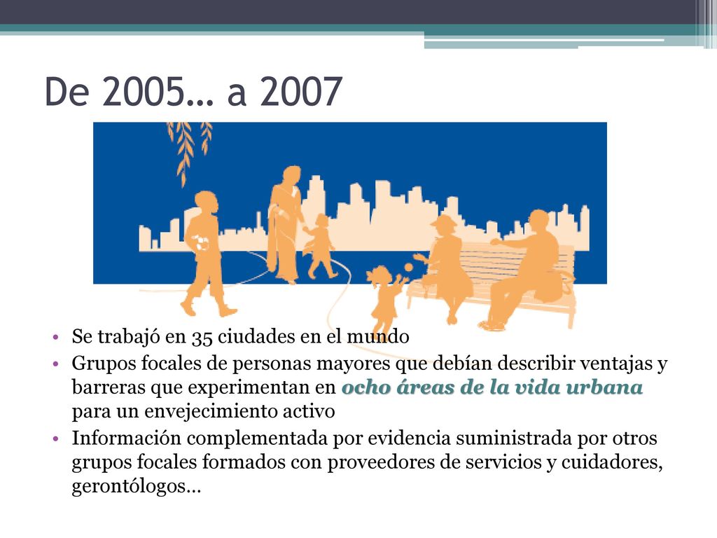 De 2005… a 2007 Se trabajó en 35 ciudades en el mundo