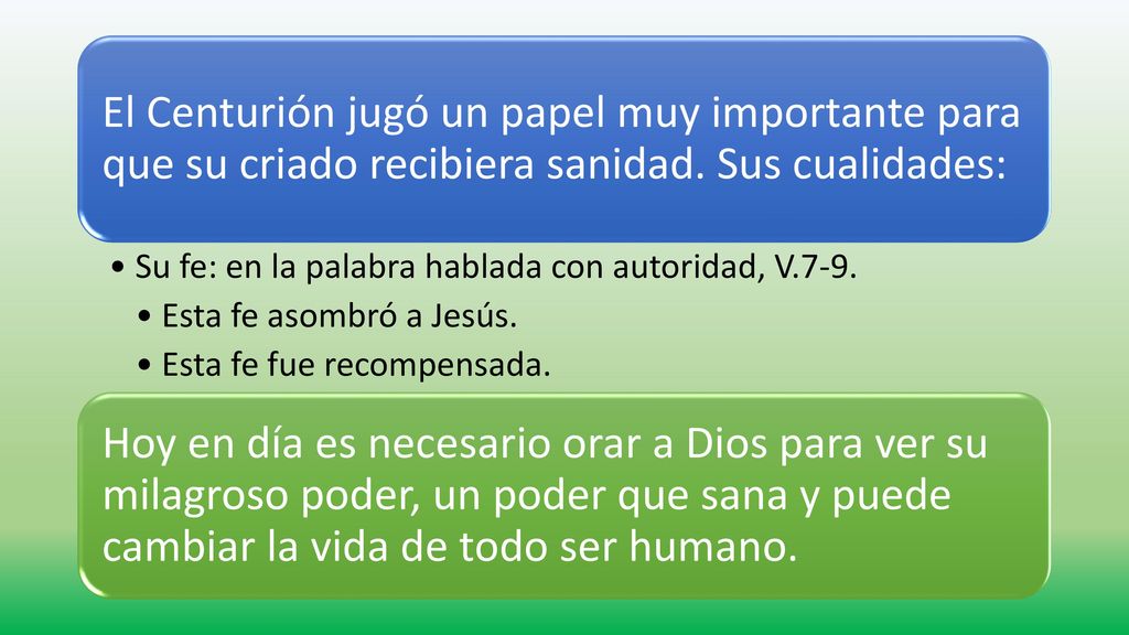 El Centurión jugó un papel muy importante para que su criado recibiera sanidad. Sus cualidades:
