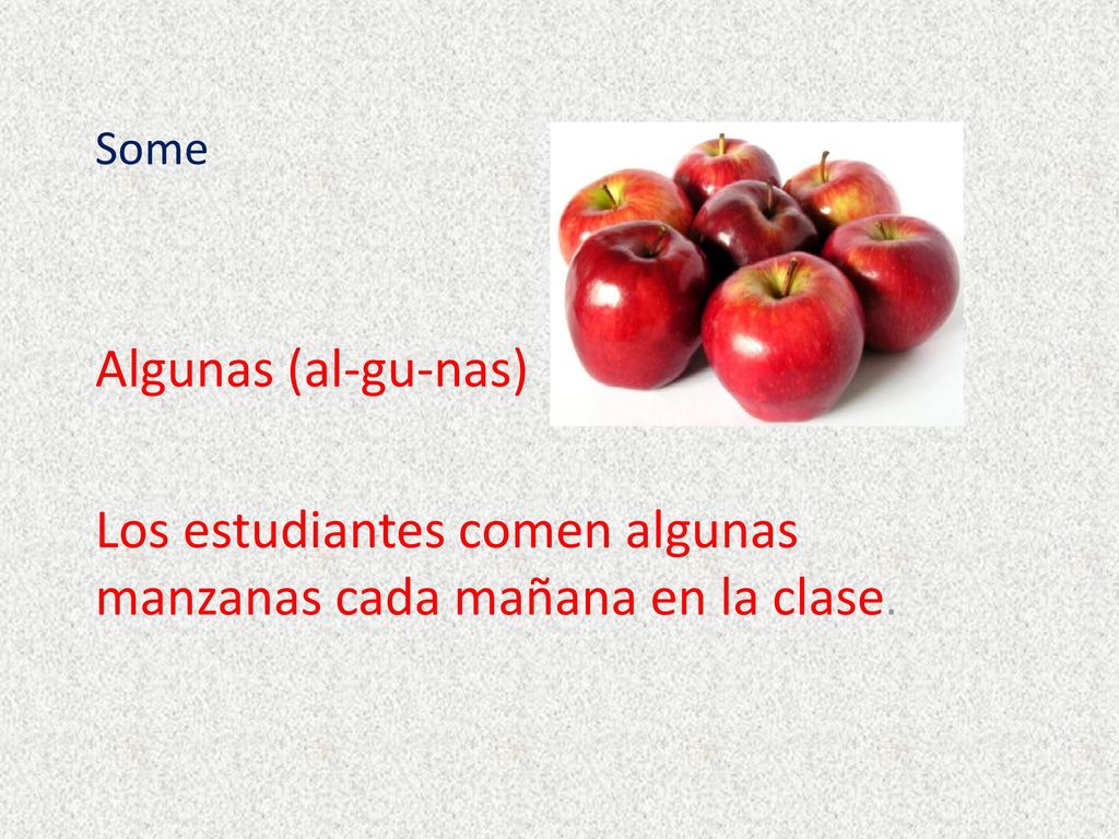 Los estudiantes comen algunas manzanas cada mañana en la clase.