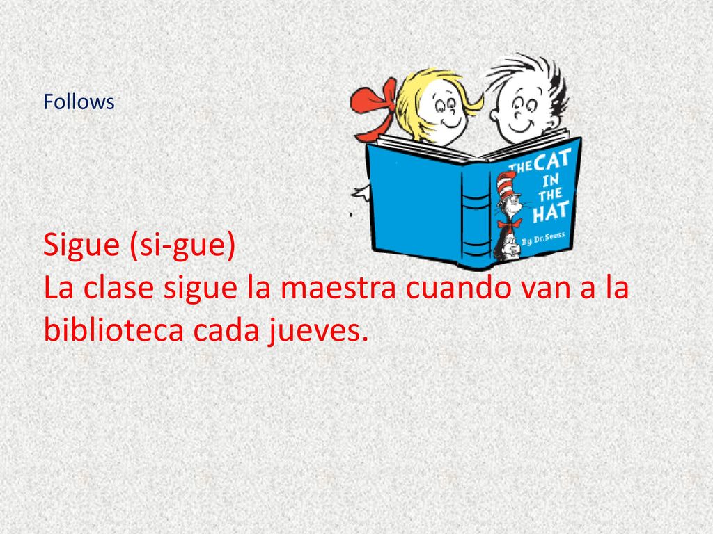 La clase sigue la maestra cuando van a la biblioteca cada jueves.