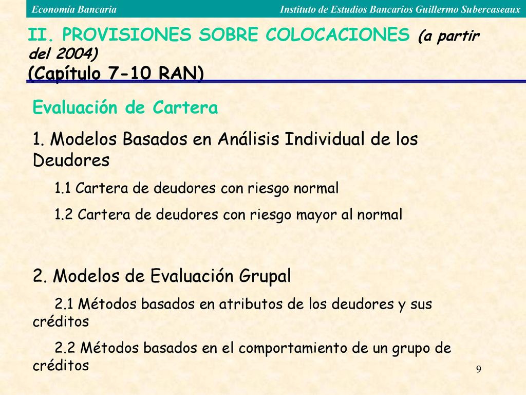 1. Modelos Basados en Análisis Individual de los Deudores