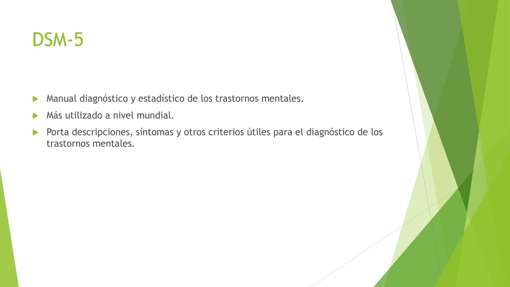 DSM-5 Manual diagnóstico y estadístico de los trastornos mentales.