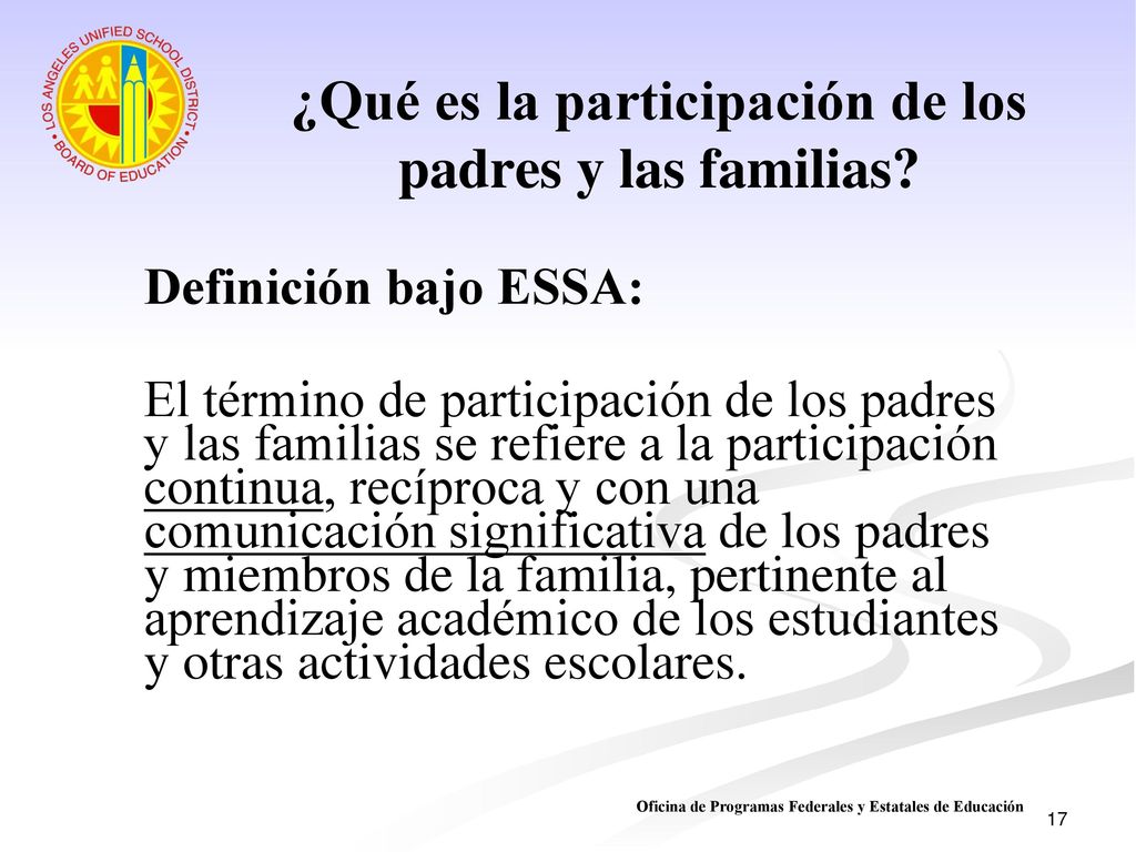 ¿Qué es la participación de los padres y las familias