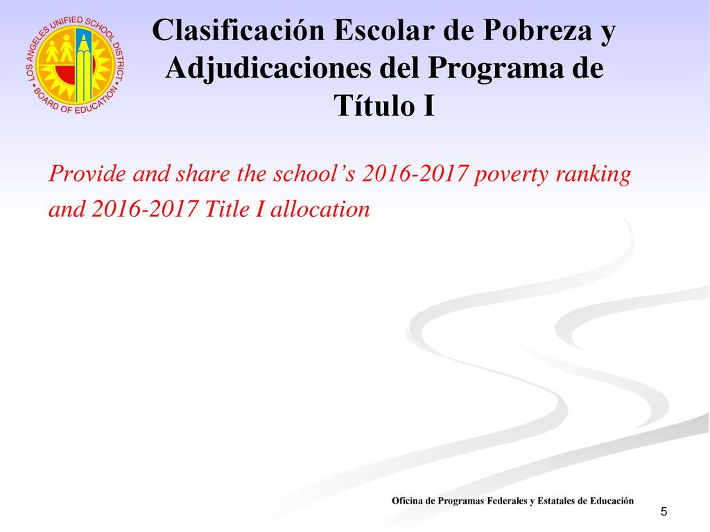 Clasificación Escolar de Pobreza y Adjudicaciones del Programa de Título I