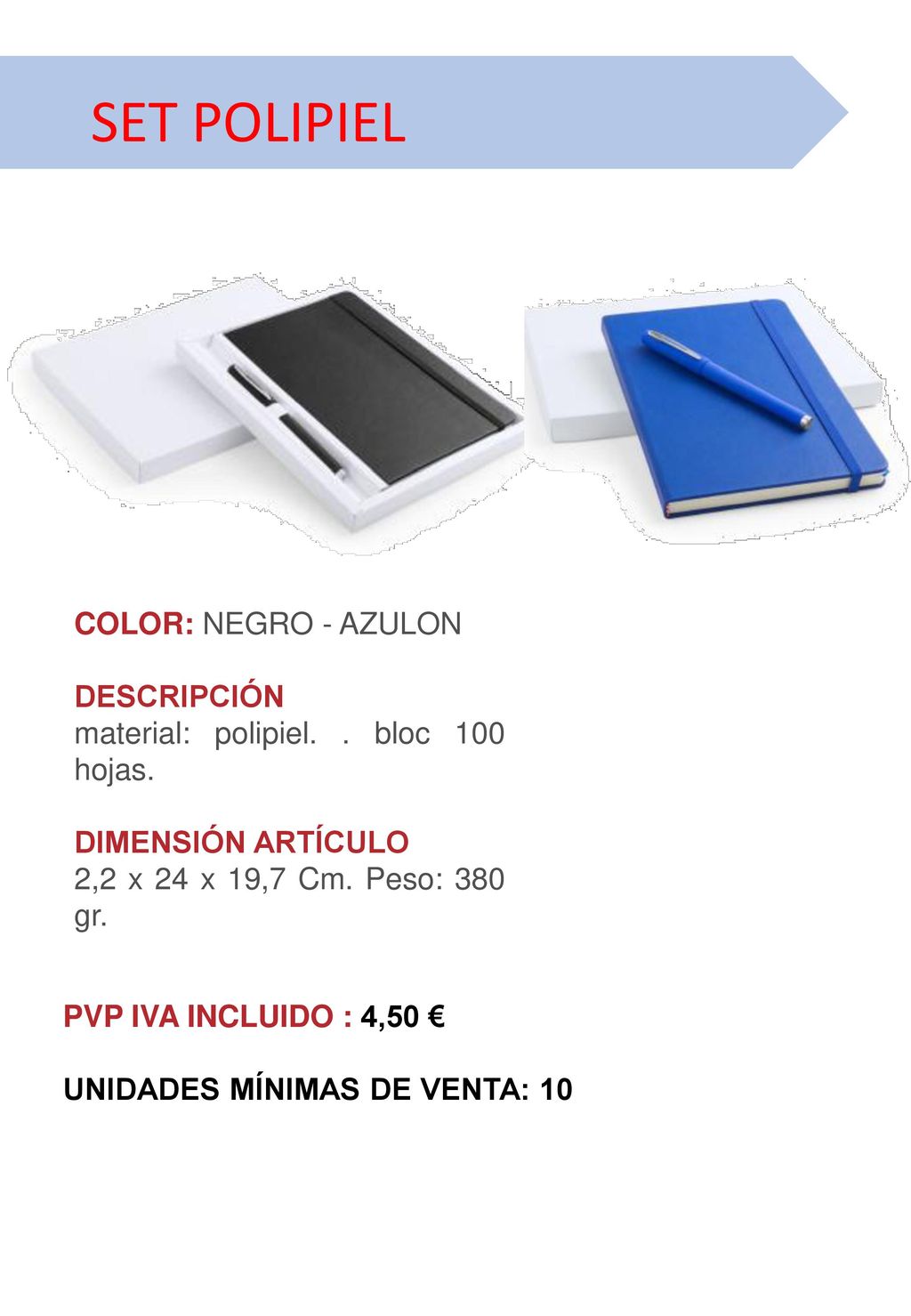 SET POLIPIEL Daniel COLOR: NEGRO - AZULON DESCRIPCIÓN