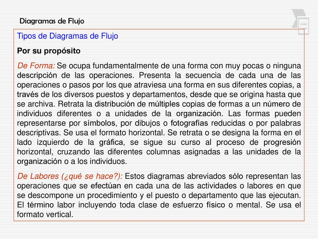 Diagramas de Flujo Tipos de Diagramas de Flujo. Por su propósito.