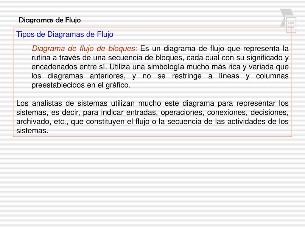 Diagramas de Flujo Tipos de Diagramas de Flujo.