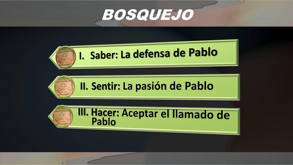 BOSQUEJO I. Saber: La defensa de Pablo II. Sentir: La pasión de Pablo