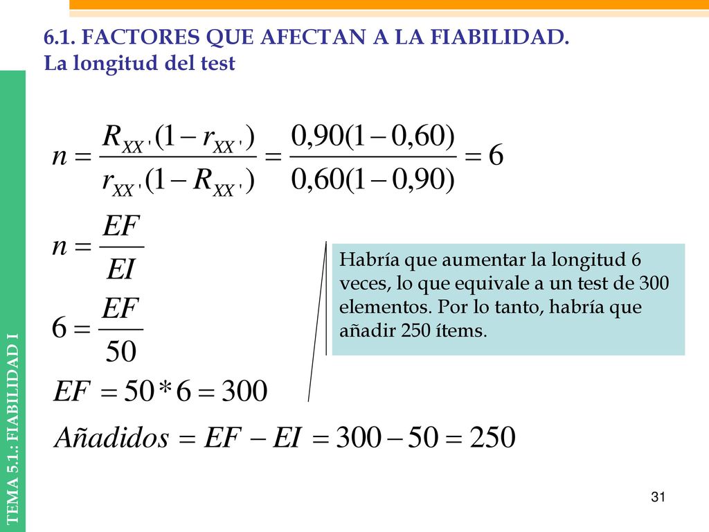 6.1. FACTORES QUE AFECTAN A LA FIABILIDAD. La longitud del test