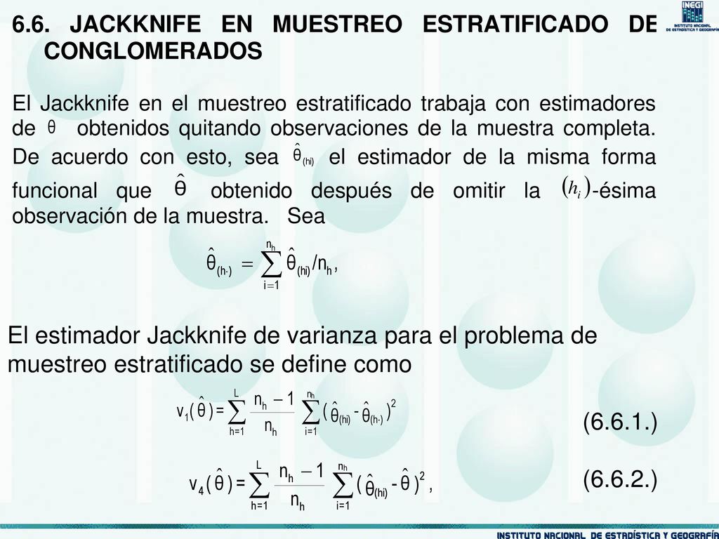 El estimador Jackknife de varianza para el problema de muestreo estratificado se define como